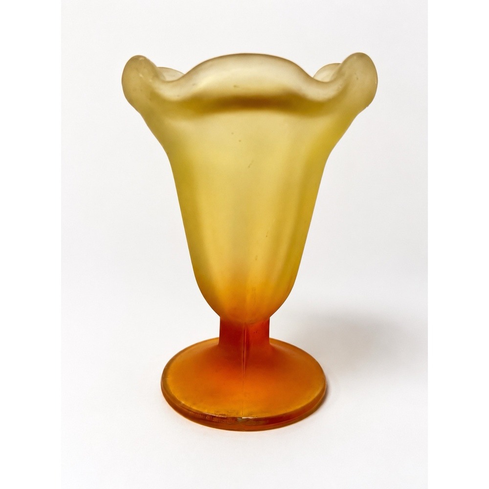 VTG Libbey Ka-Dinks Frosted Amber Parfait Sundae Glass MCM Dessert Cup Bowl